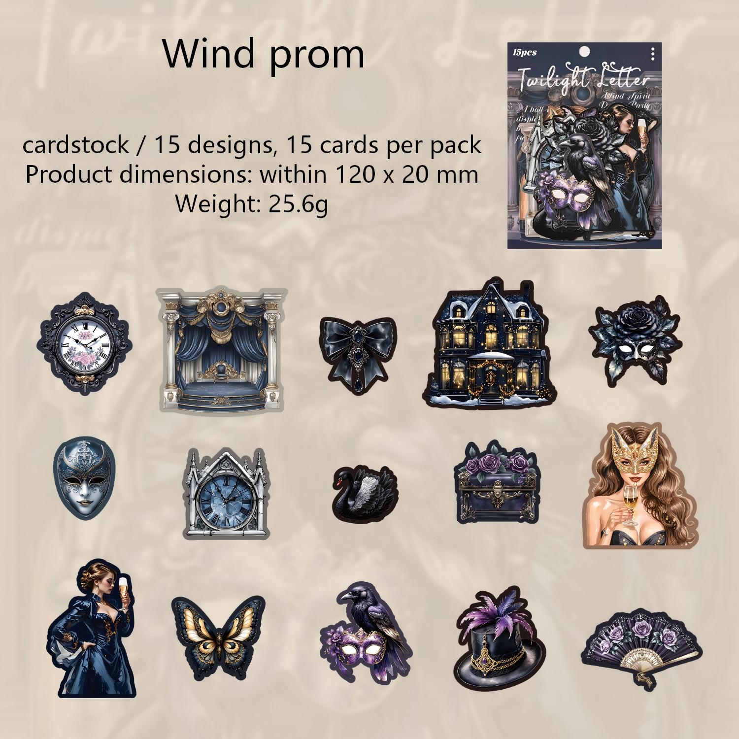 260129 Twilight Letters cardstock Sticker -15Pcs each pack