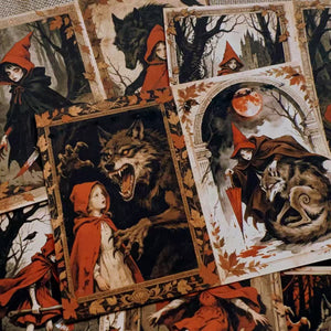 Dark Little Red Riding Hood papers layered