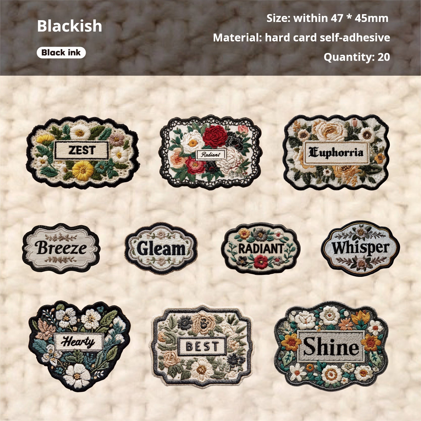 1231 Embroidery sticker -20Pcs each pack