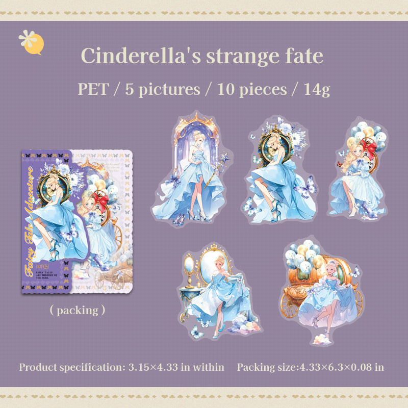 0726 Fairy tale girl PET Sticker -10Pcs each pack