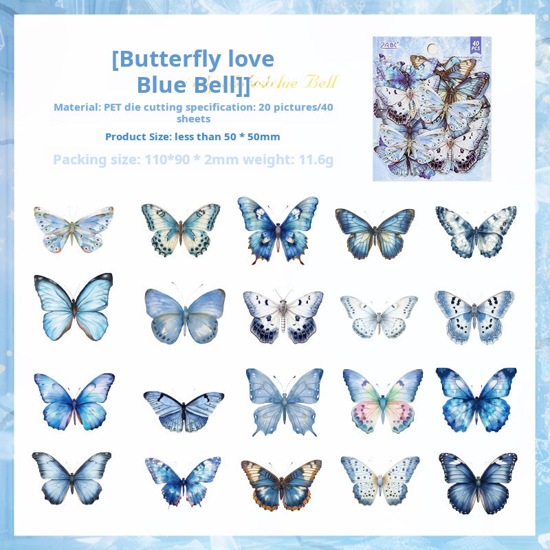 0619 Butterfly PET Sticker -40Pcs each pack