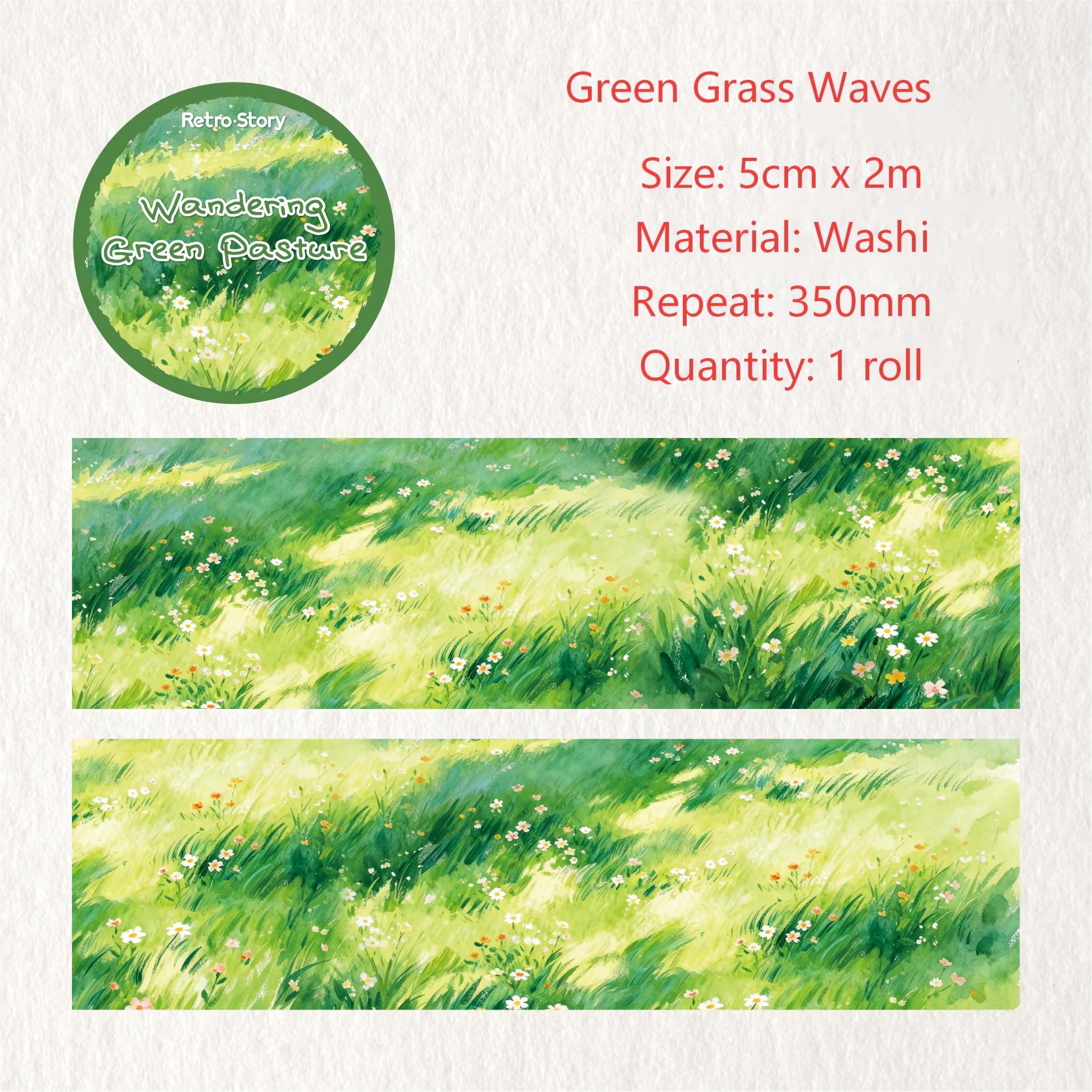 Wandering Green Pasture Washi Tape (5cm x 2m)
