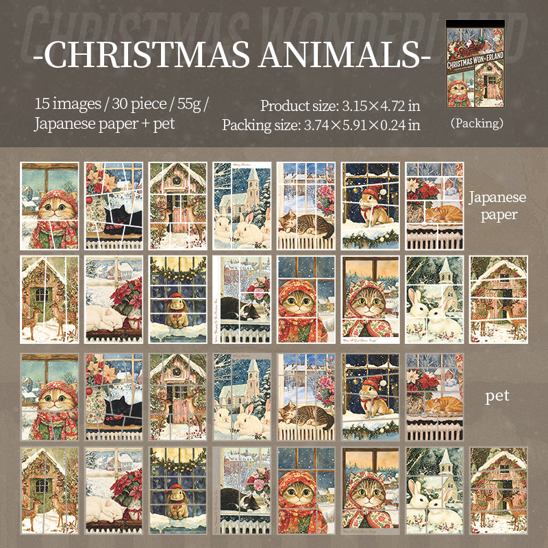 0720 Christmas town PET & Washi Sticker Book -30Pcs each pack