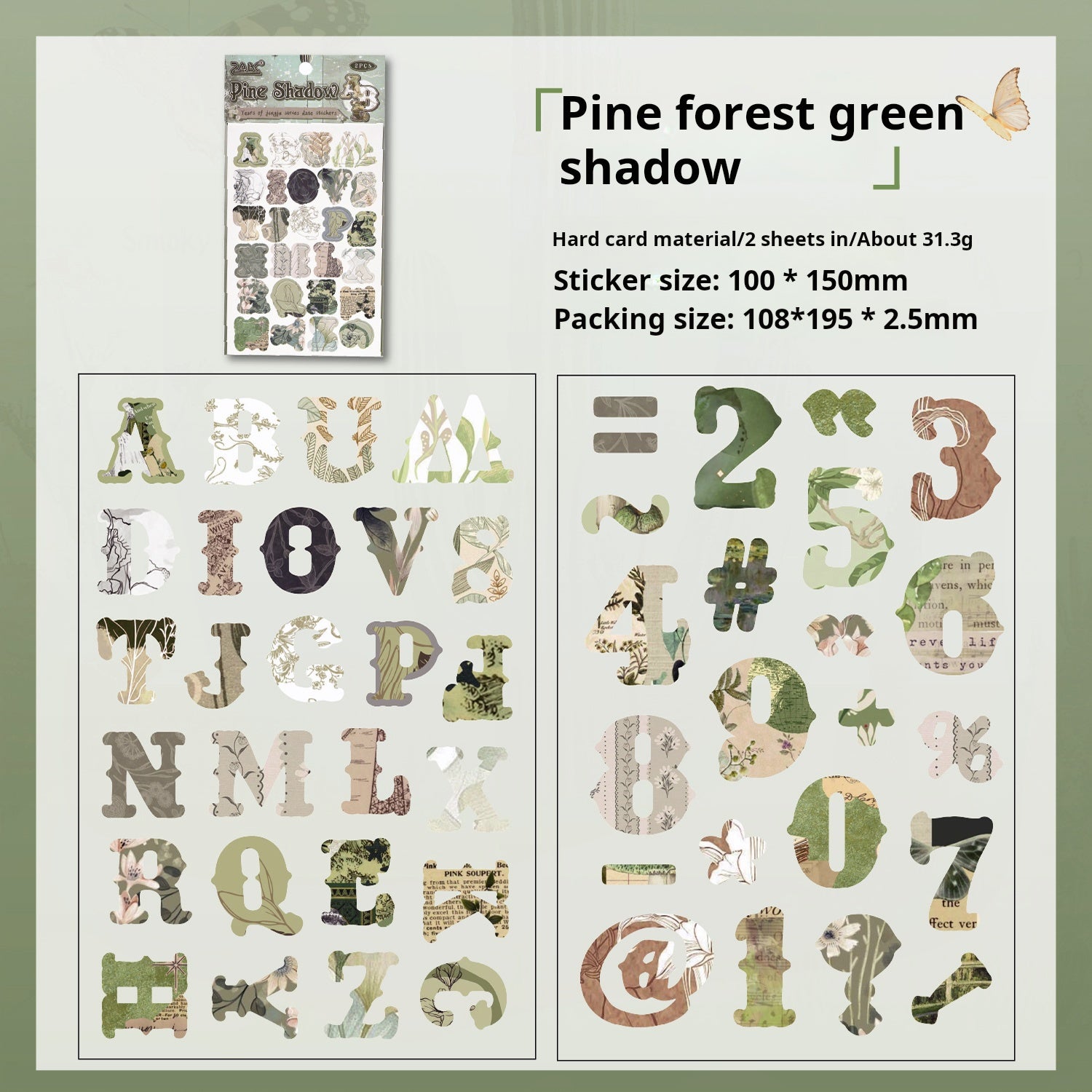 0801 Letter cardstock Sticker -2Pcs each pack