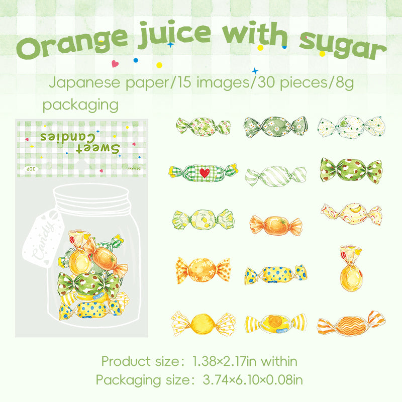 Sweet Candies Washi Stickers -30Pcs each