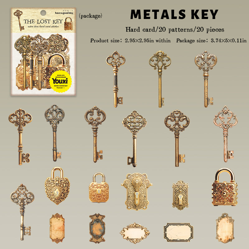 0807 Keys and locks cardstock Sticker -20Pcs each pack