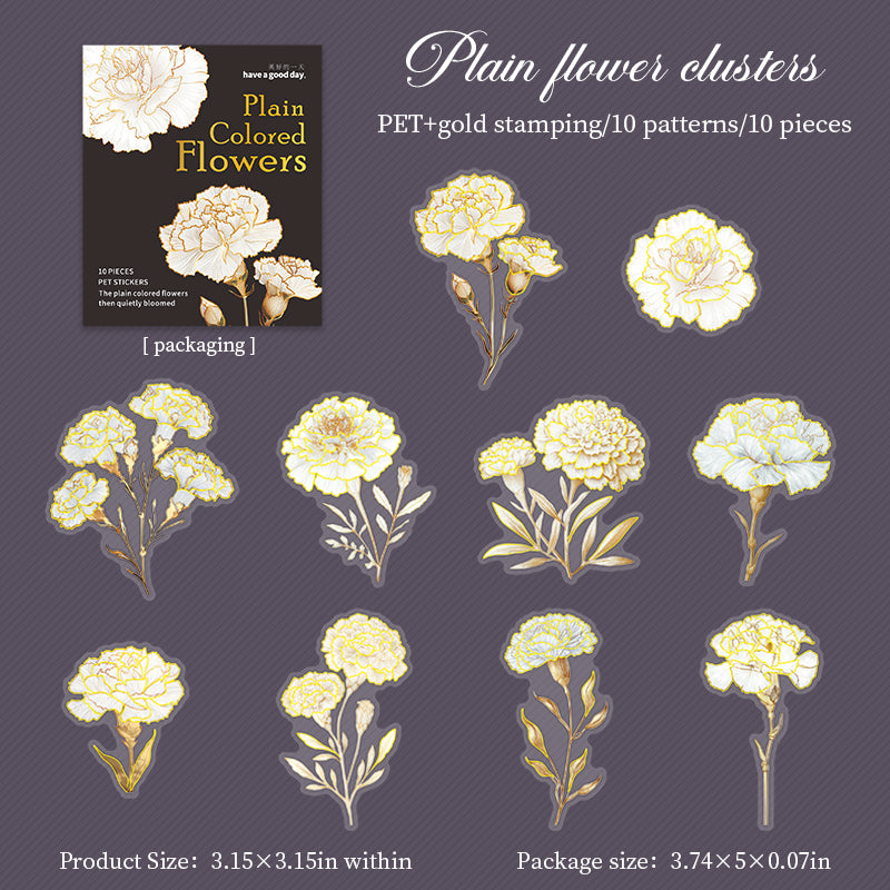1007 Plain flowers PET sticker -10Pcs each pack