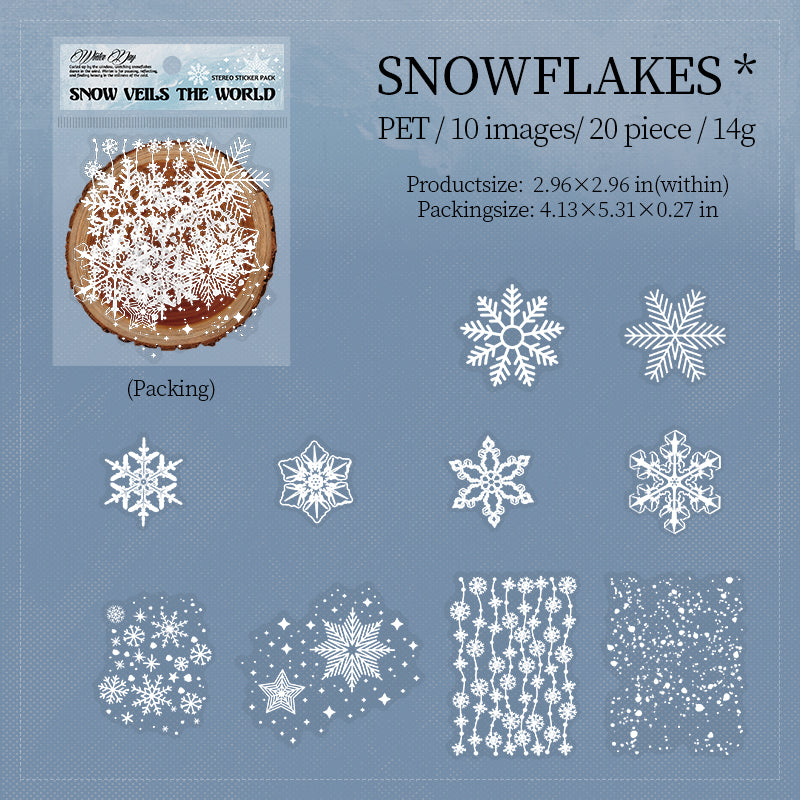 1129 Snow veils the world PET sticker -20Pcs each pack