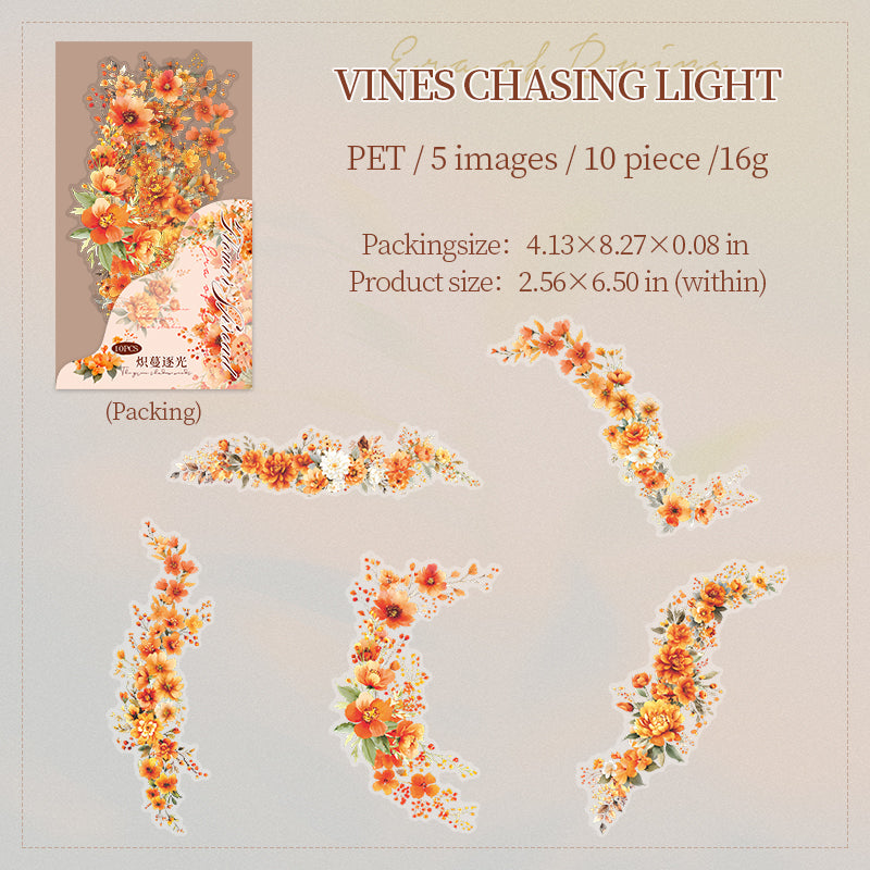 0823 Flowers PET Sticker -20Pcs each pack