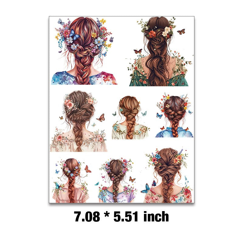 Flower Braids Embossed Sticker Sheet – 7.08 x 5.51 in, 1 Pc ...