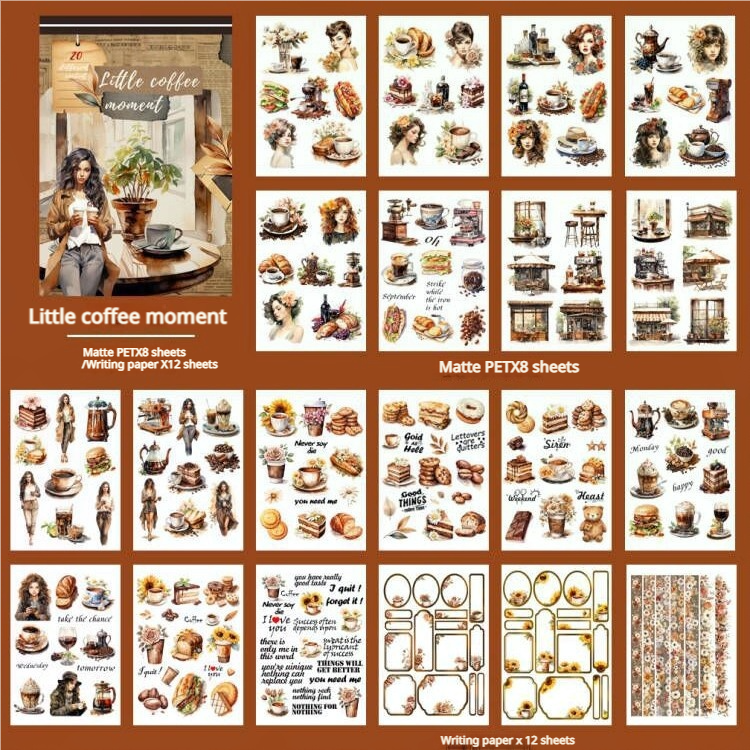 S-556- Little coffee moment Sticker Book -20Pcs each pack