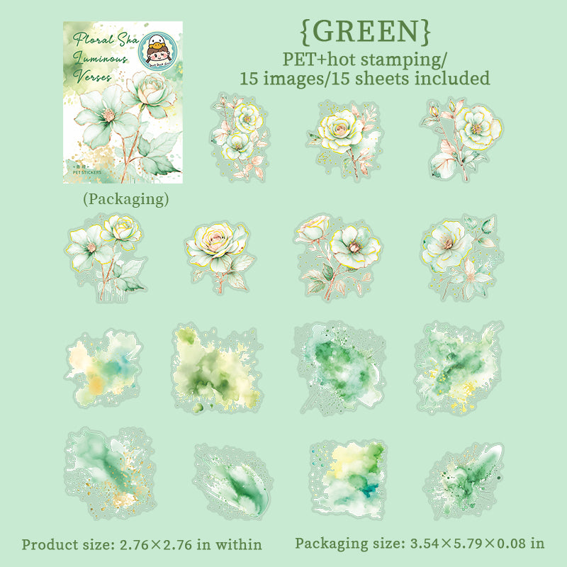 0603 Ink and flower PET sticker -15Pcs each pack