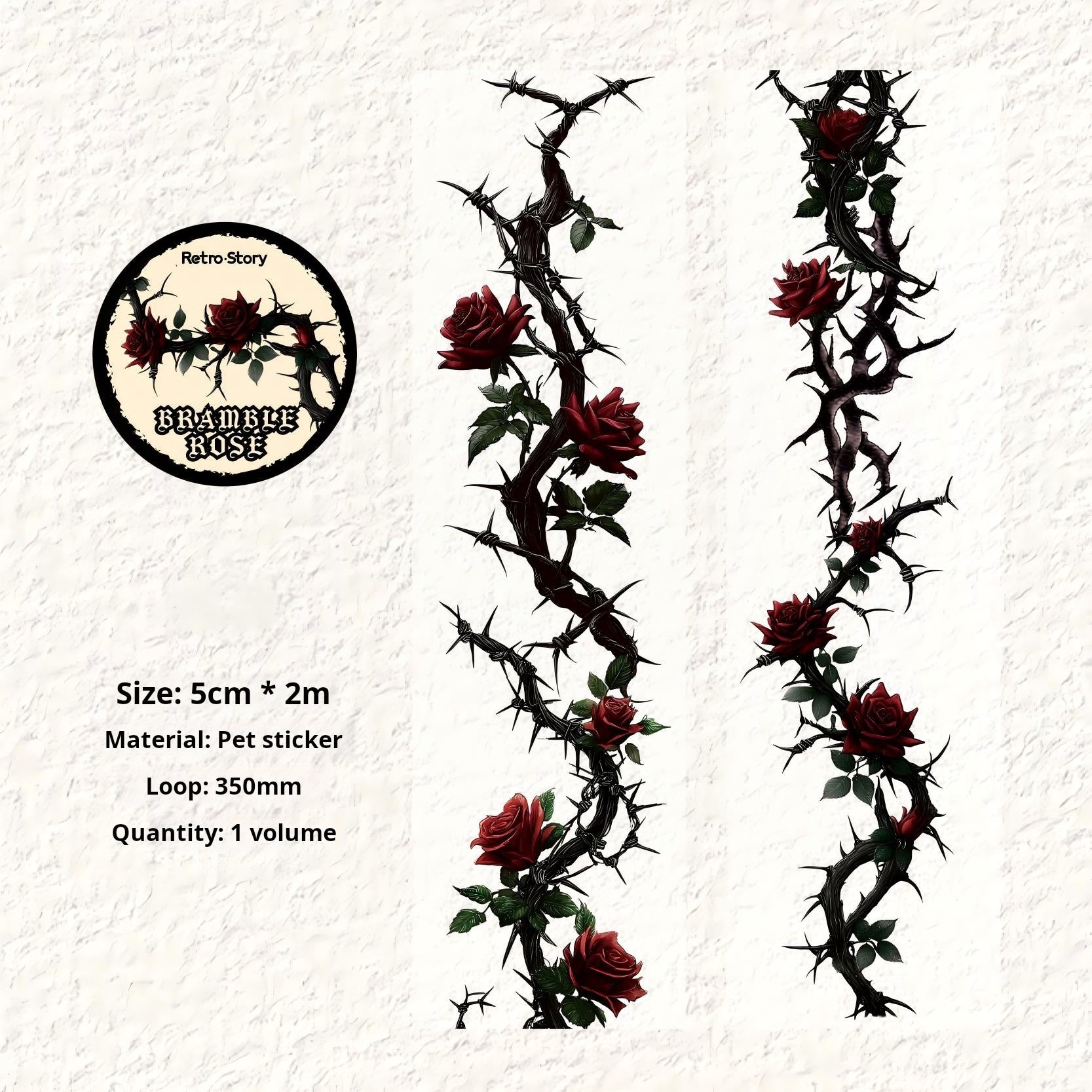 1226 Thorn rose PET Tape -5cm*2m