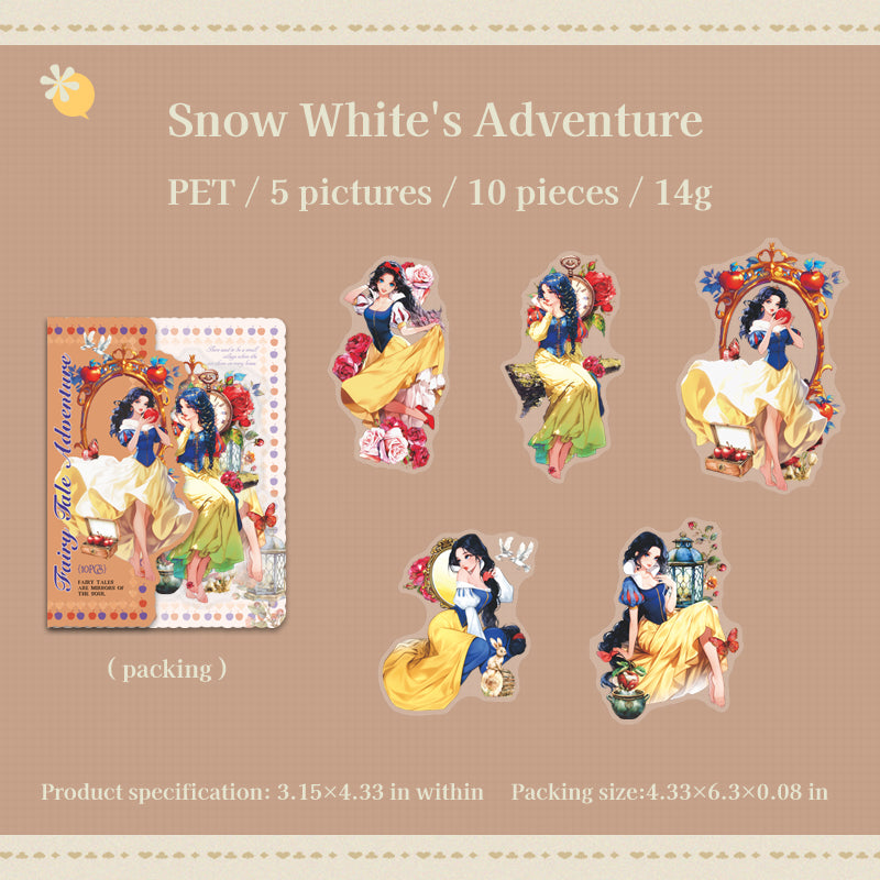 0726 Fairy tale girl PET Sticker -10Pcs each pack