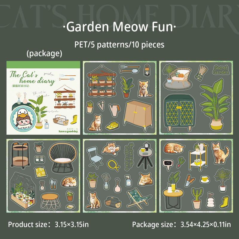 0522 The cat's home diary PET Sticker book -10Pcs each pack