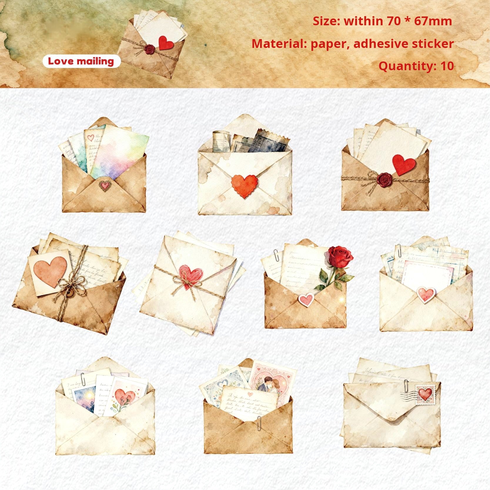 1023 Letter from afar sticker -10Pcs each pack