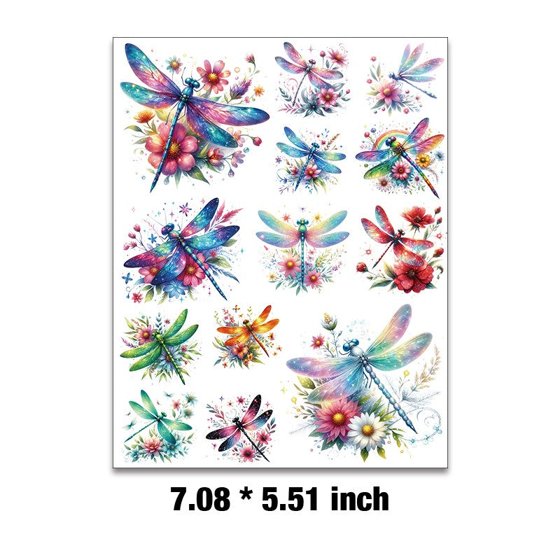 E-59- Dragonfly  collection Embossed sticker 1 Pcs