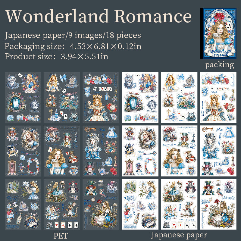 0727 Fairy tale sequel PET & Washi pre-cut Sticker Book -18Pcs each pack