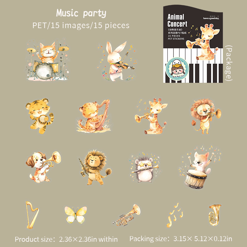 0708 Animal concert PET sticker -15Pcs each pack