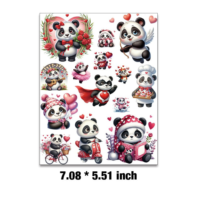 E-61- Valentine's Day Panda Embossed sticker 1 Pcs