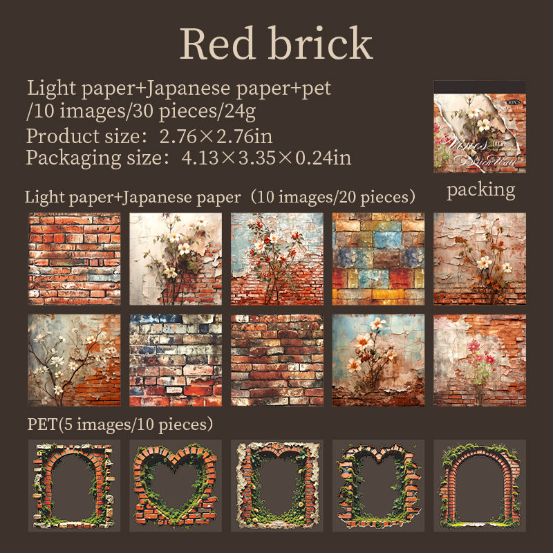 0629 Vine Brick Wall PET & Washi sticker Book -30Pcs each pack