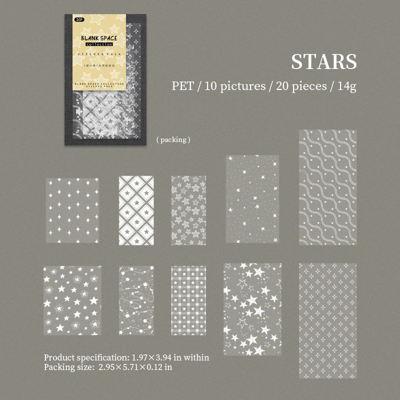 260316 Blank Space PET Sticker -20Pcs each pack