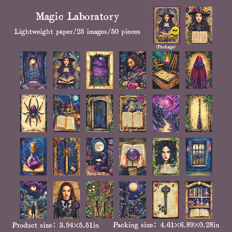 0820 Witch's magic book paper -50Pcs each pack