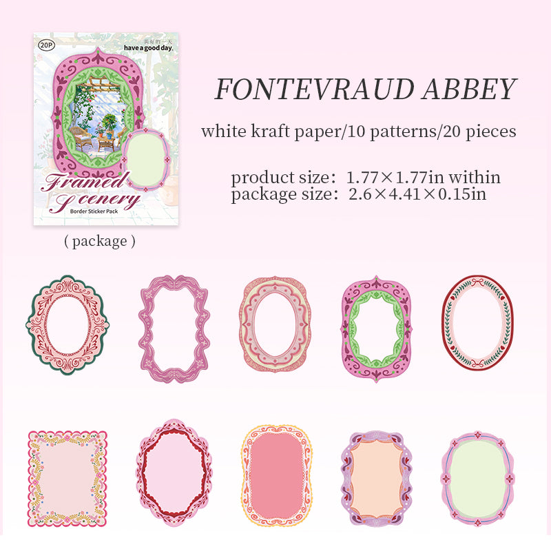 Provencal Floral Border Solid Sticker -20Pcs each pack