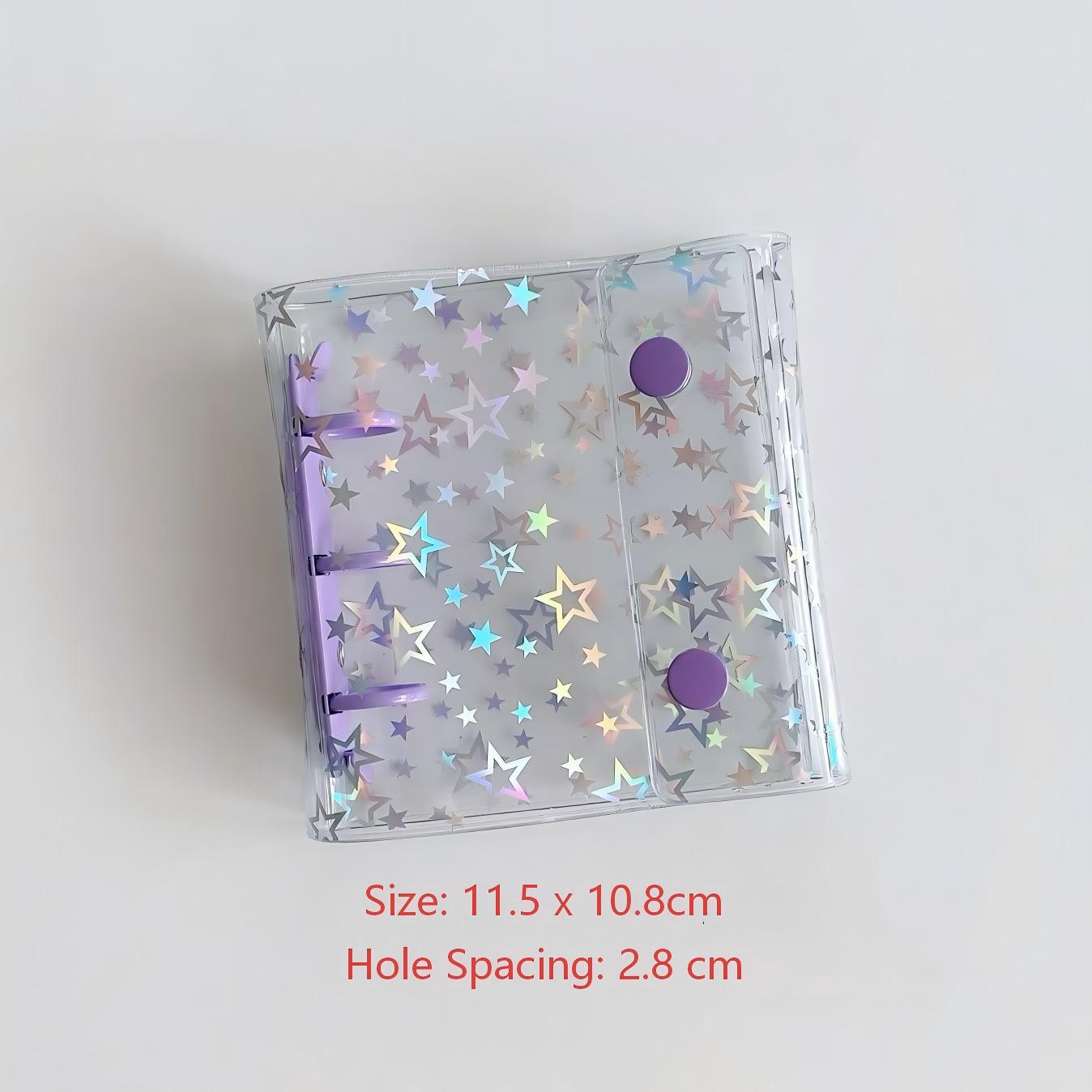 A8 Laser Stars Clear Binder With Button *not contain insert pages