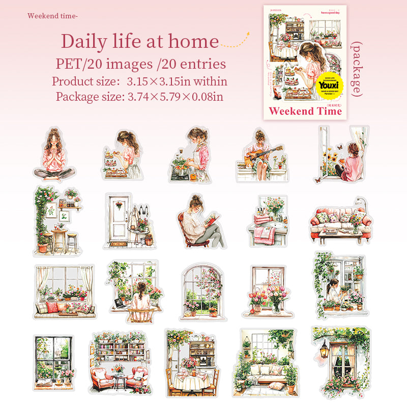 0521 Weekend time PET Sticker -20Pcs each pack