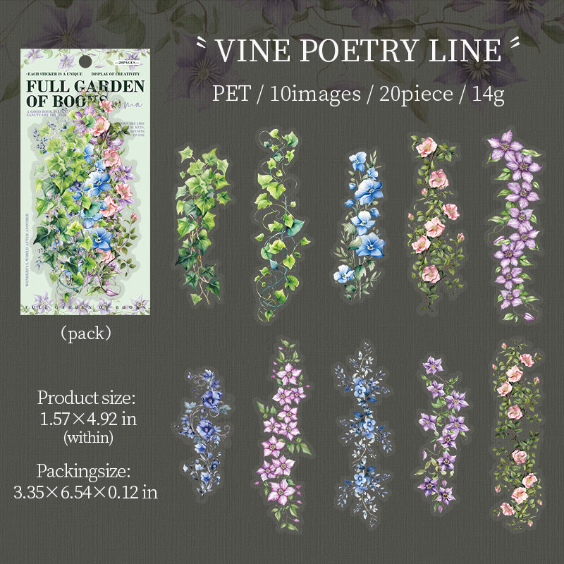 0517 Full garden of books Series PET Sticker -20Pcs each pack