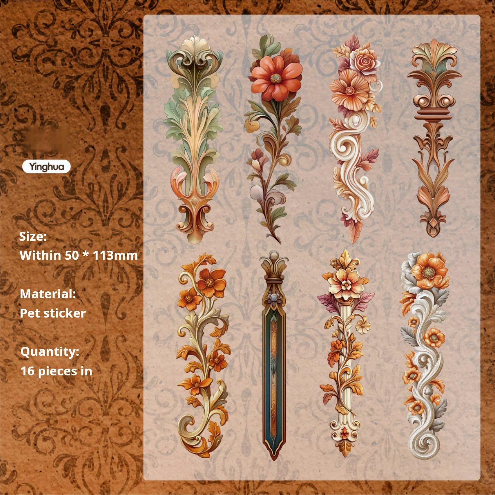 0530 Flourishing flowers PET Sticker -16cs each pack