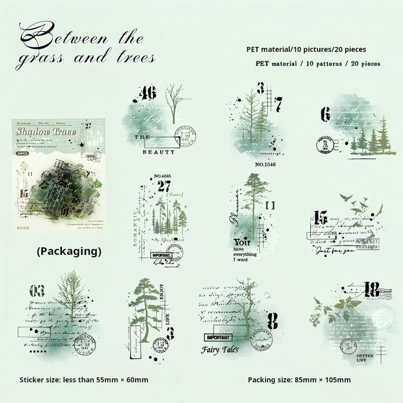 1113 Vintage PET sticker -20Pcs each pack