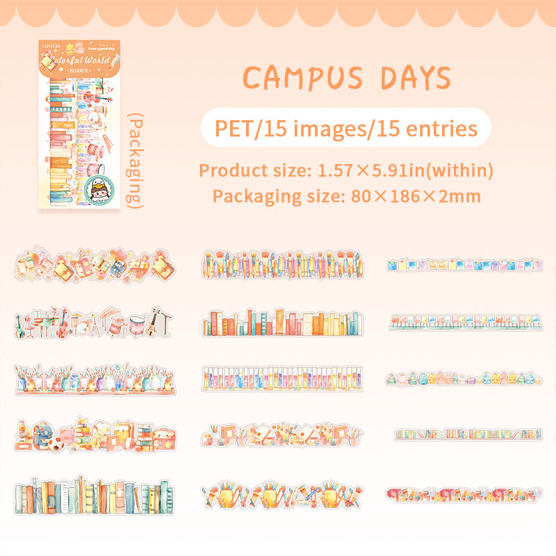 0513 Lovely Wonderful Collection PET Sticker -15Pcs each pack