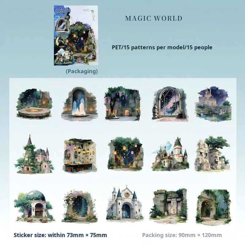 1113 Vault of Magic PET sticker -15Pcs each pack