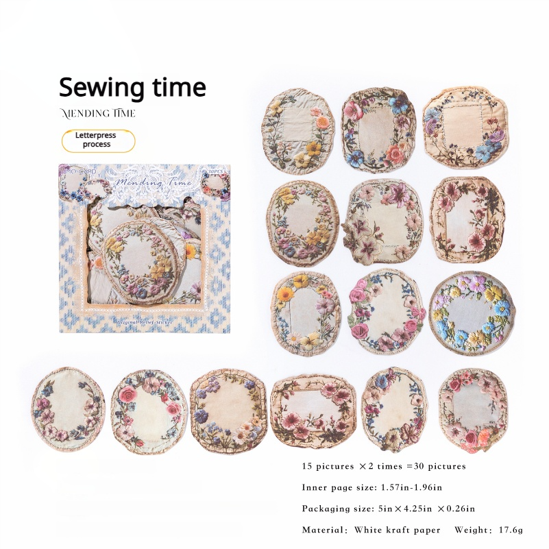 0718 Embroidery Solid sticker -30Pcs each pack