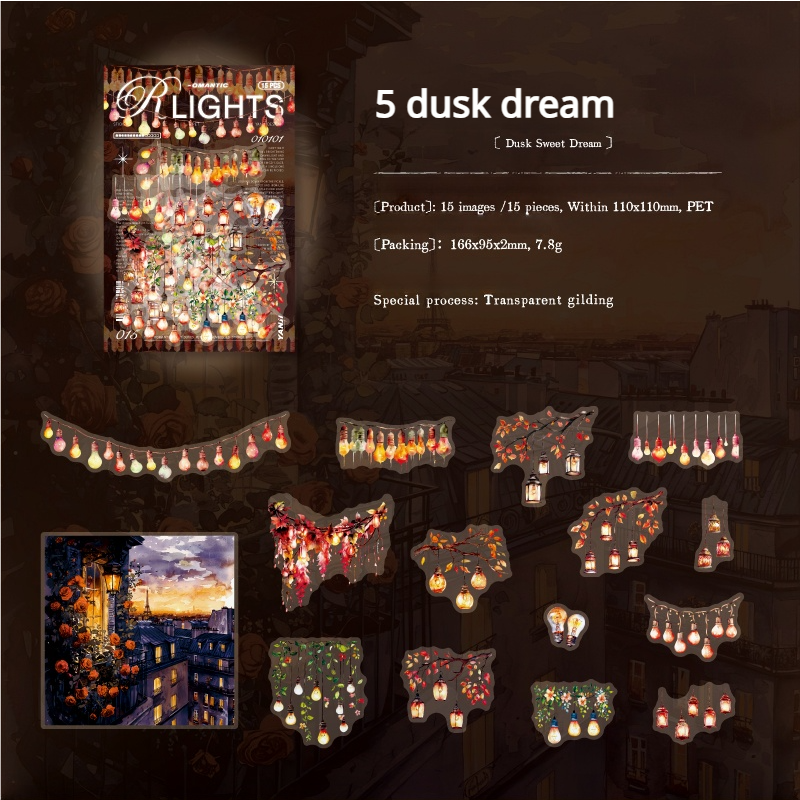 0709 Lights PET sticker -15Pcs each pack