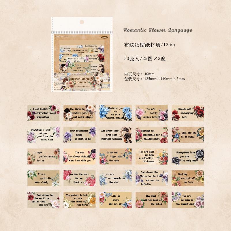 0615 Retro text Sticker -50Pcs each pack