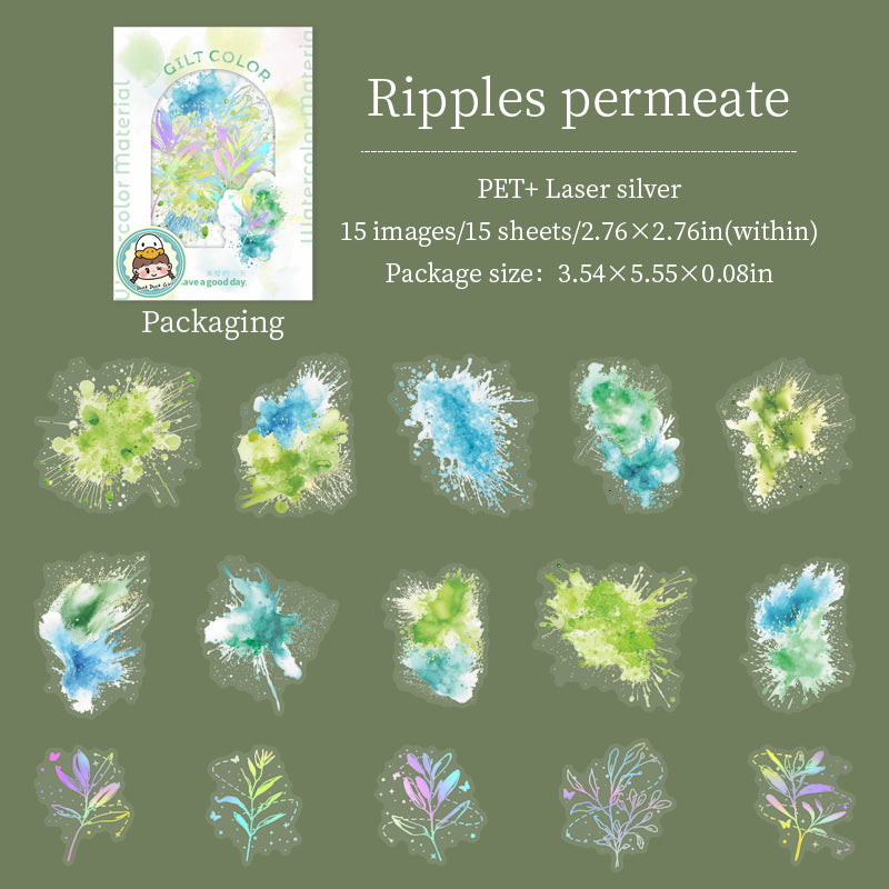 0513 Gilded Series PET Sticker -15Pcs each pack