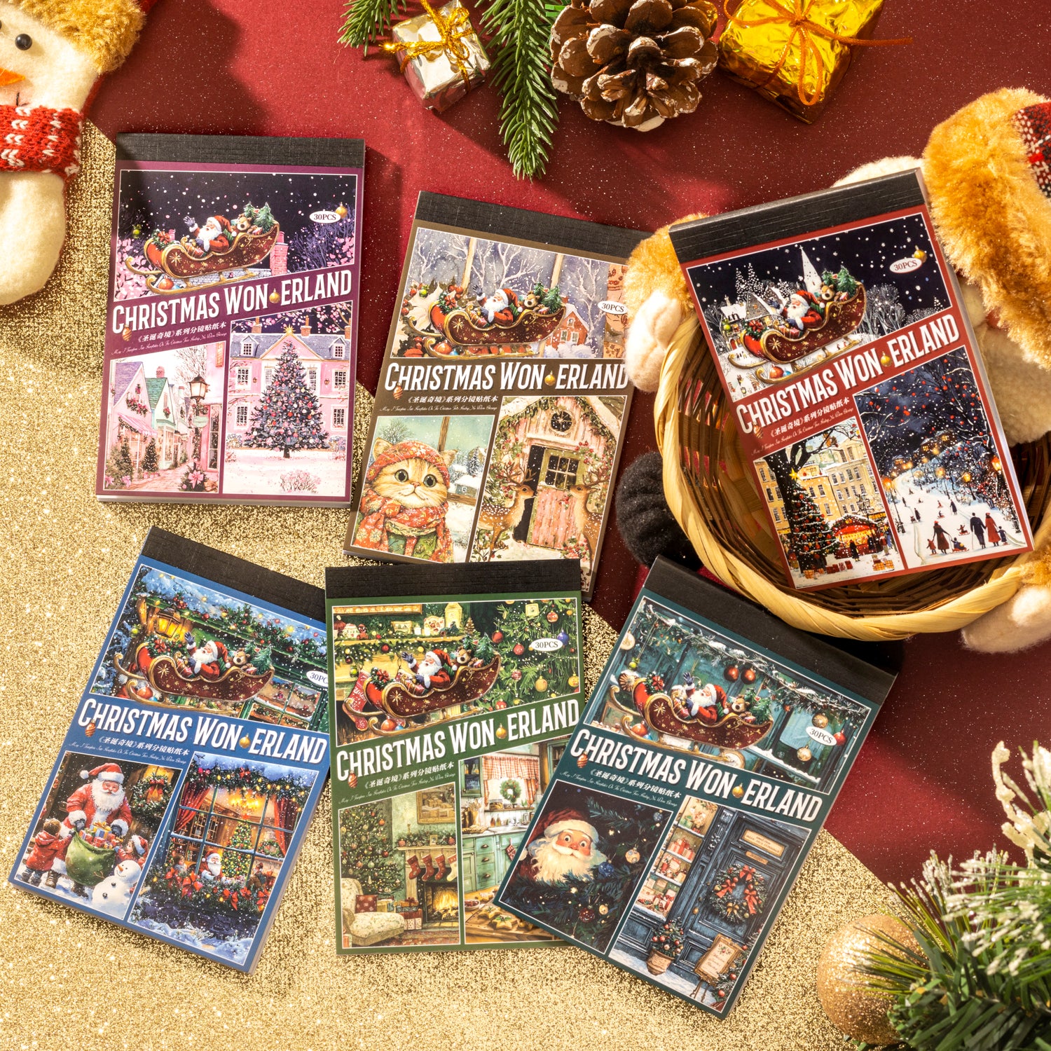 0720 Christmas town PET & Washi Sticker Book -30Pcs each pack