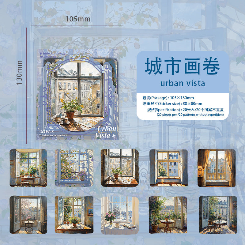 0514 Window scene journal Series PET Sticker -20Pcs each pack