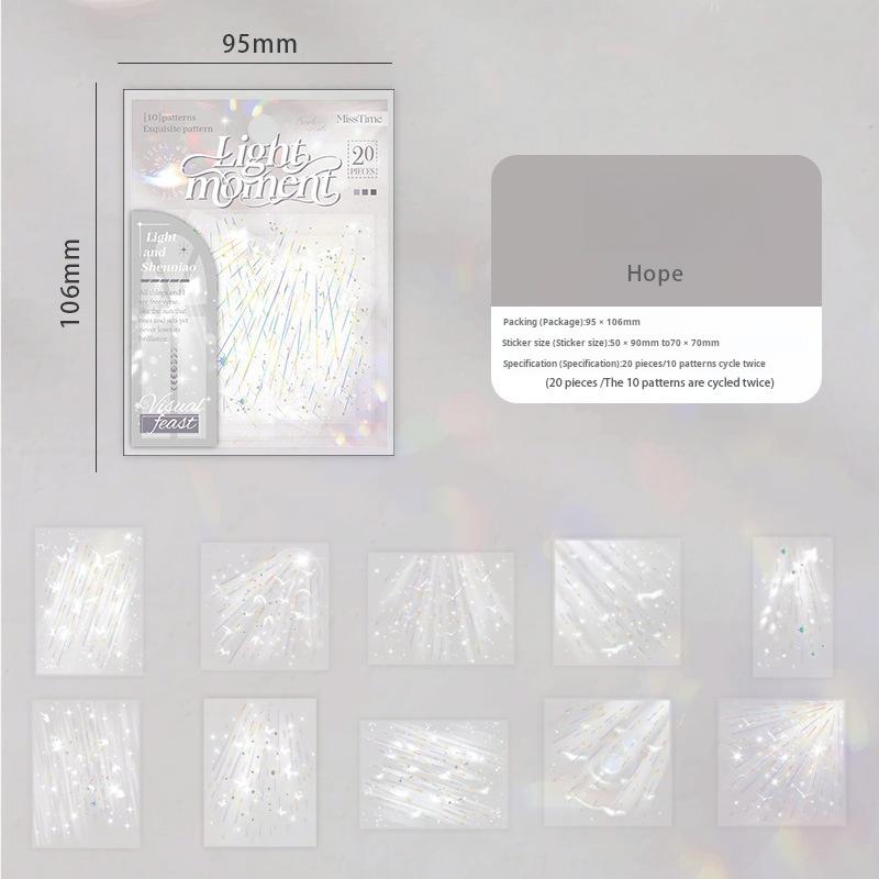 0721 The moment of light falling PET sticker -20Pcs each pack