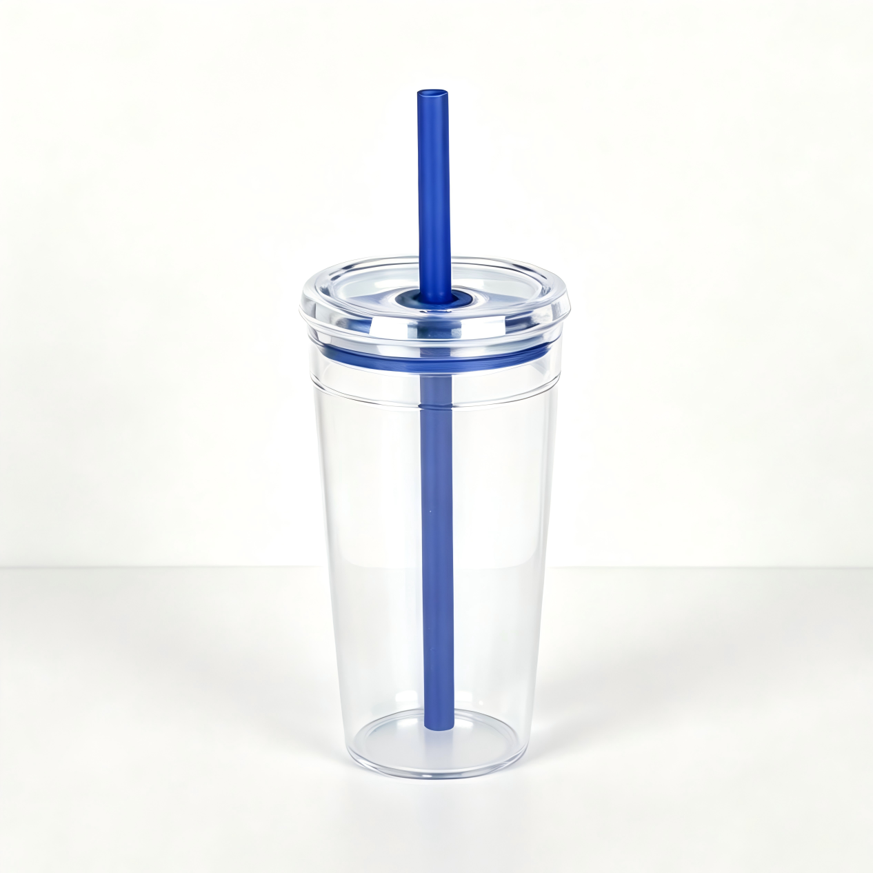 16oz Blank Clear Acrylic Tumbler with Lid & Color Straw – Perfect for Vinyl DIY