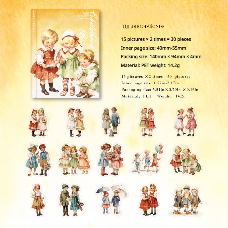 0815 Childhood time PET Sticker -30Pcs each pack