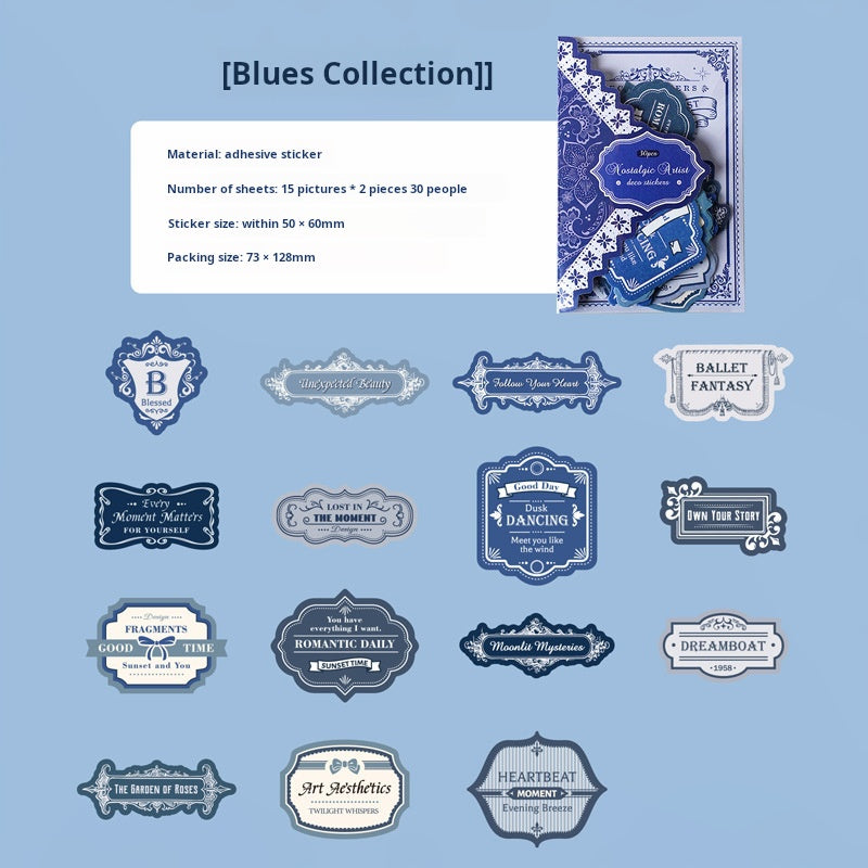 0802 Nostalgic artist paper Sticker -30Pcs each pack
