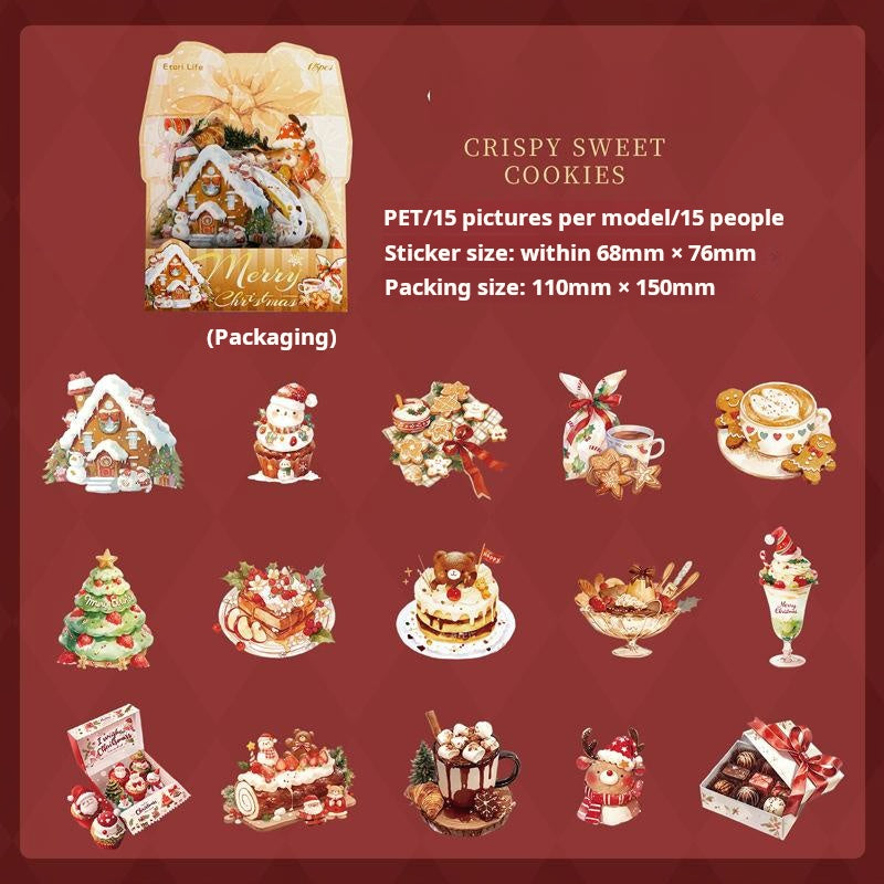 1016 Christmas surprise night PET sticker -15Pcs each pack