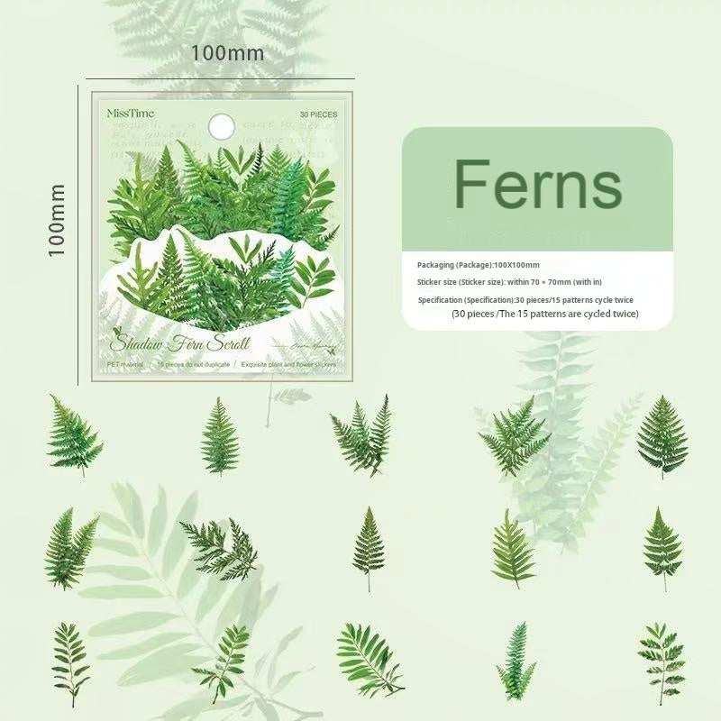 0621 Flower plant PET Sticker -30Pcs each pack