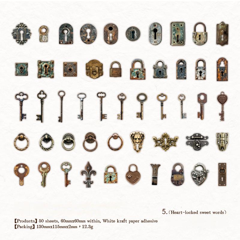 1028 Collection of old things Solid sticker -50Pcs each pack