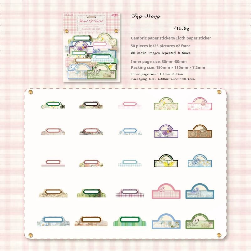 0920 Vintage die cut cardstock Sticker -50Pcs each pack