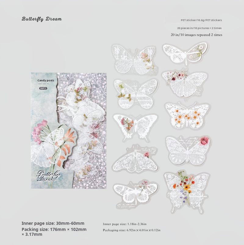 260112 Lace PET sticker -20Pcs each pack